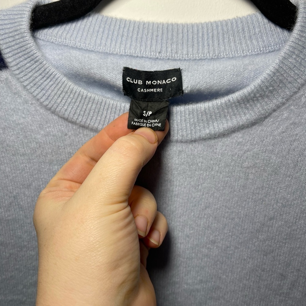 Club Monaco Men’s 100% Cashmere Colorblock Crewneck Sweater in S - Picture 4 of 7